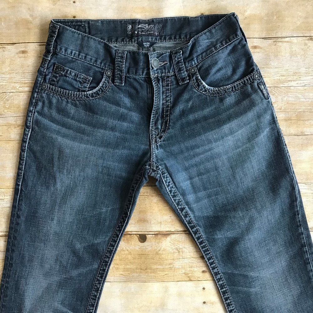 Silver Nash Slim Black Jeans Sz 31 X 27 Buckle